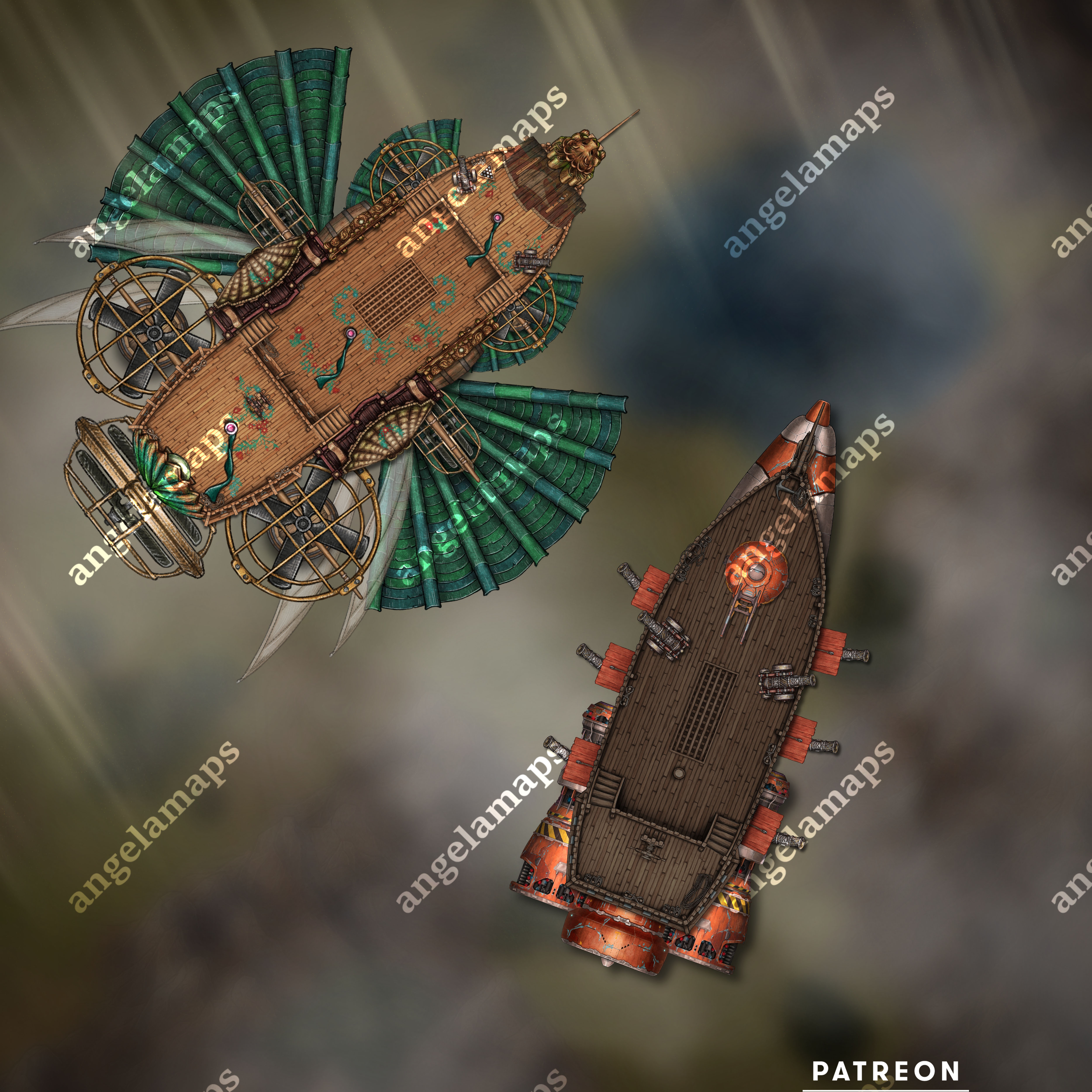 Airship battle map for TTRPGs