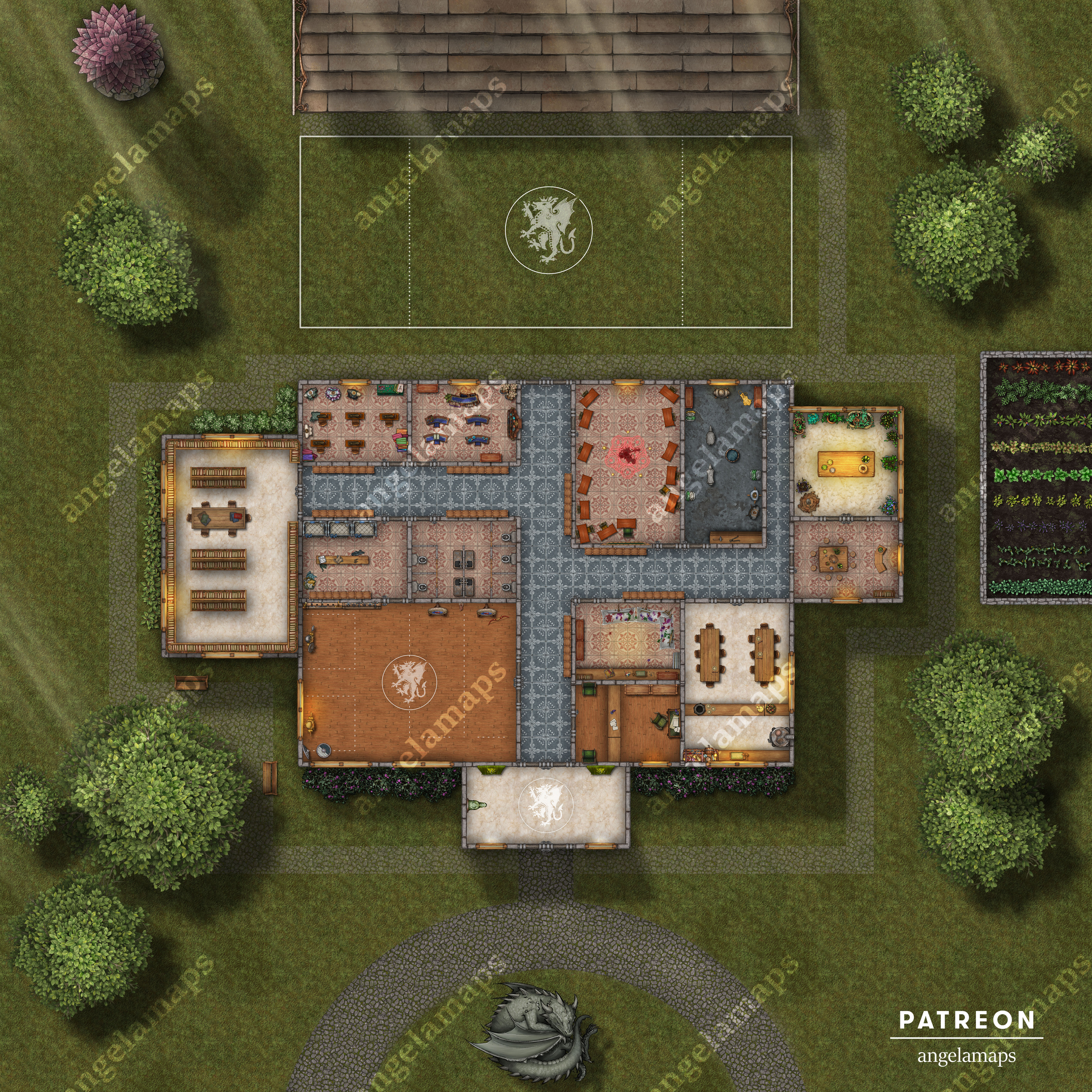 High School Magical high school battle map for TTRPGs