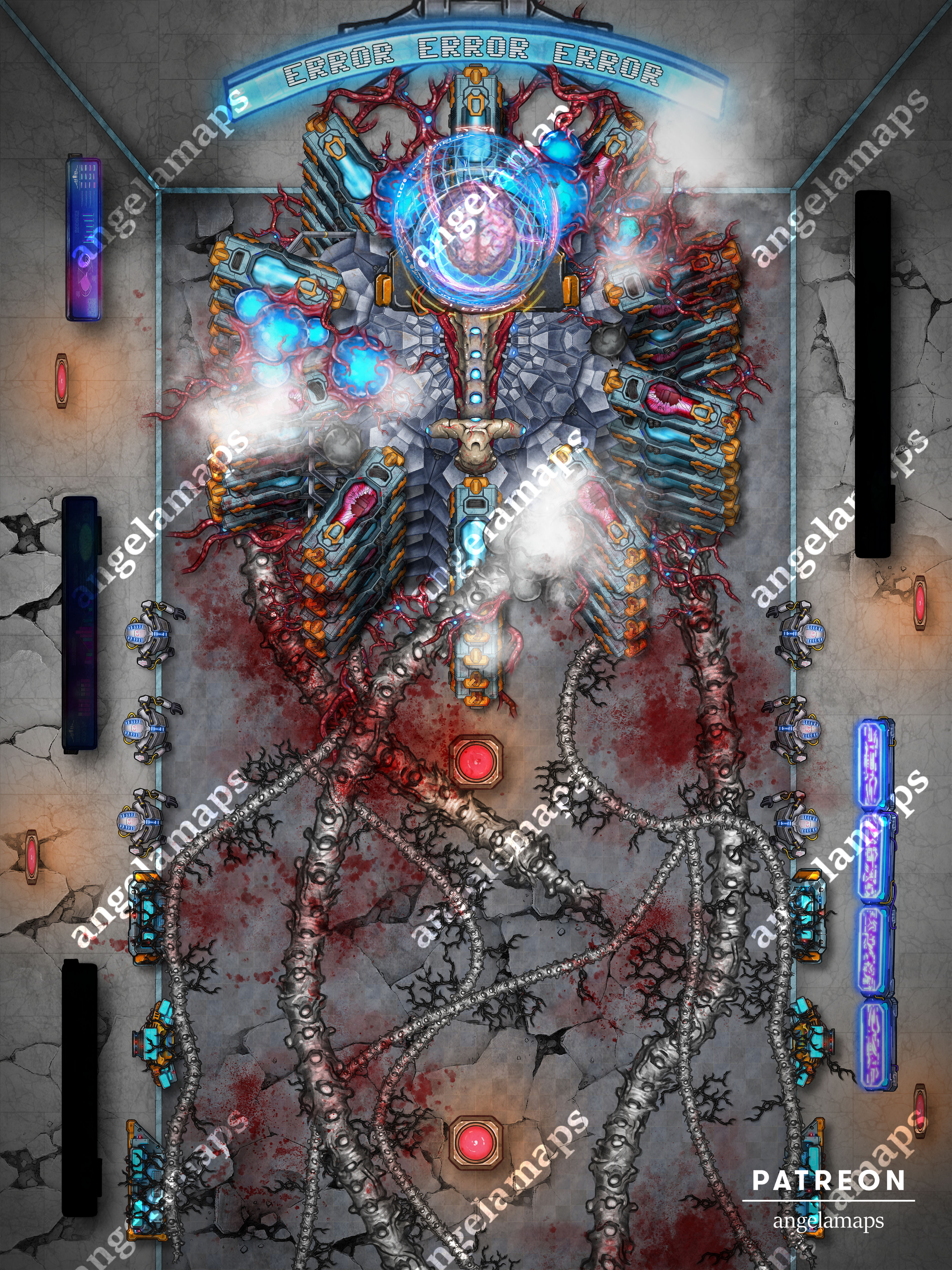 Hive mind sci-fi battle map for TTRPGs