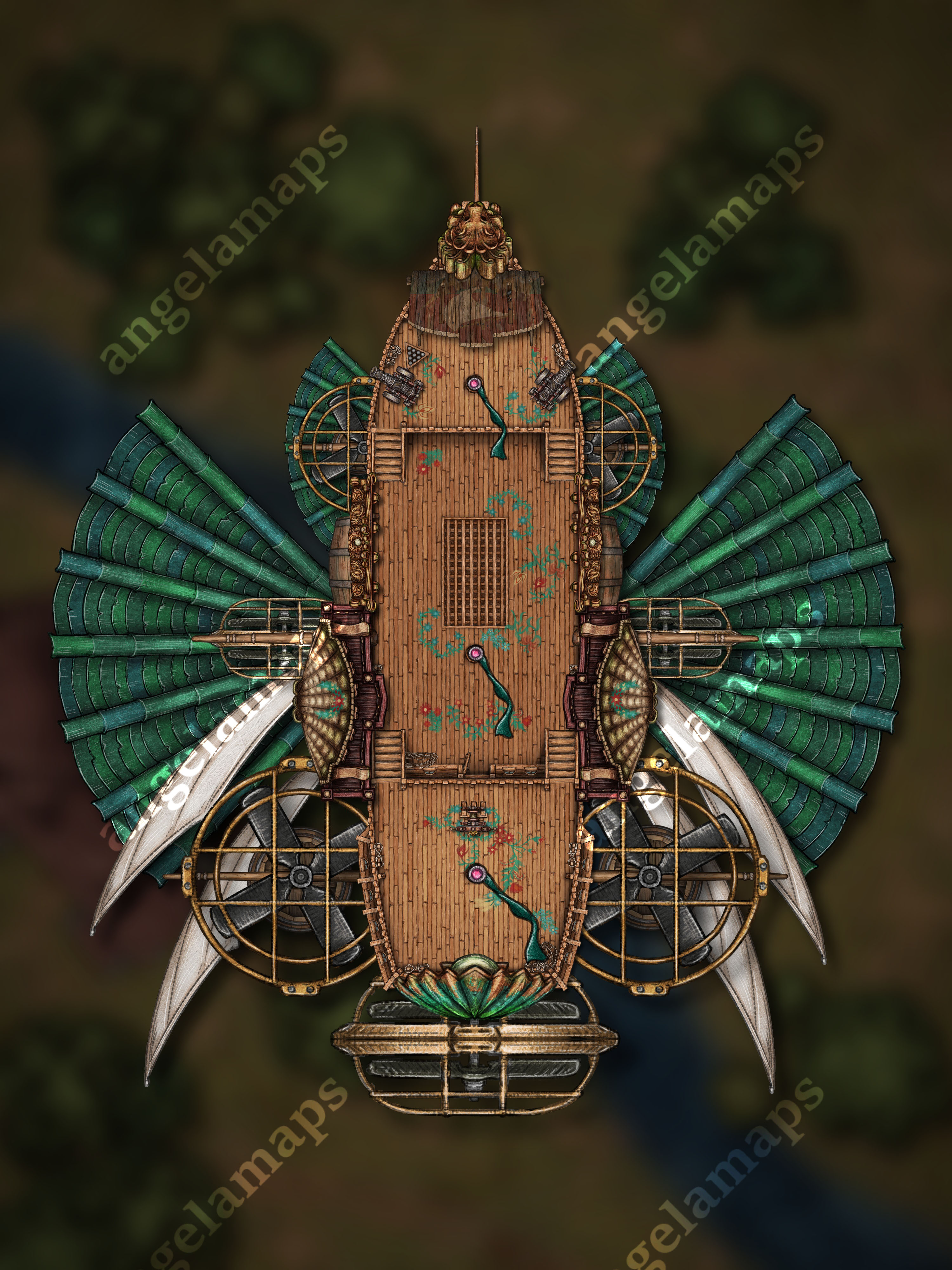 Airship battle map for TTRPGs