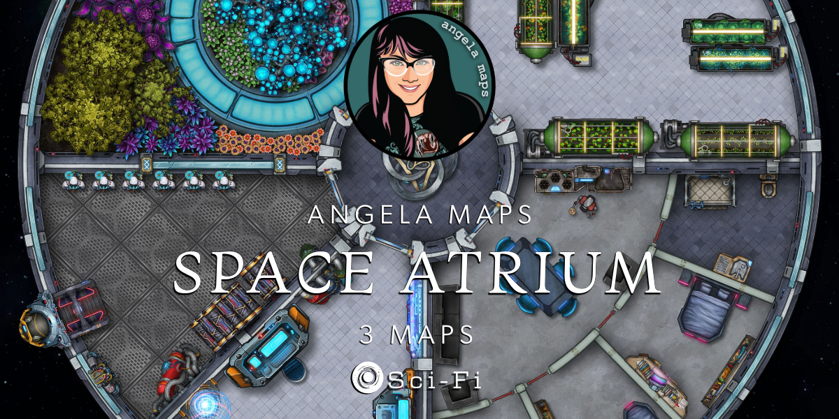 Space Atrium sci-fi battle map pack