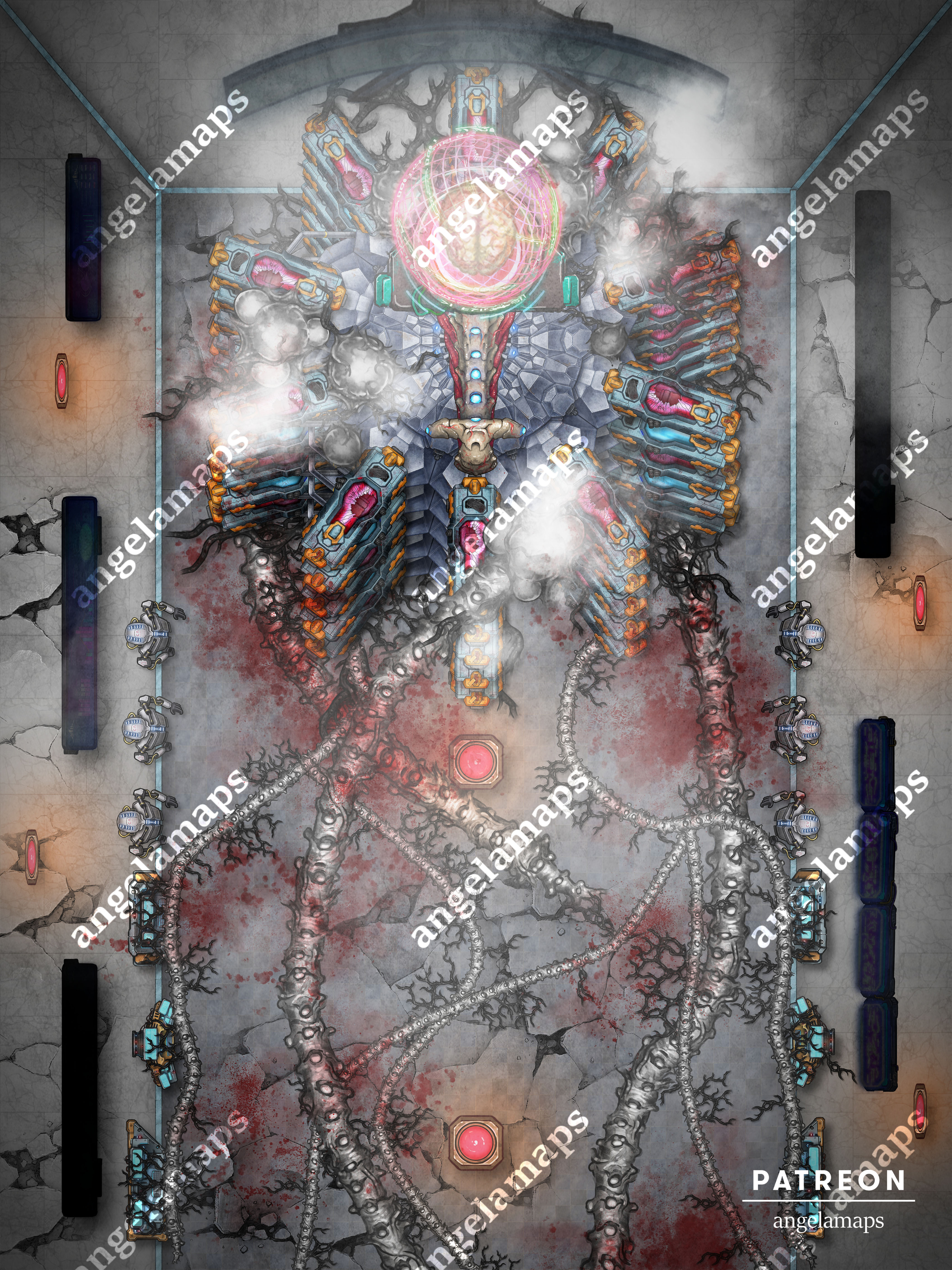 Hive mind sci-fi battle map for TTRPGs