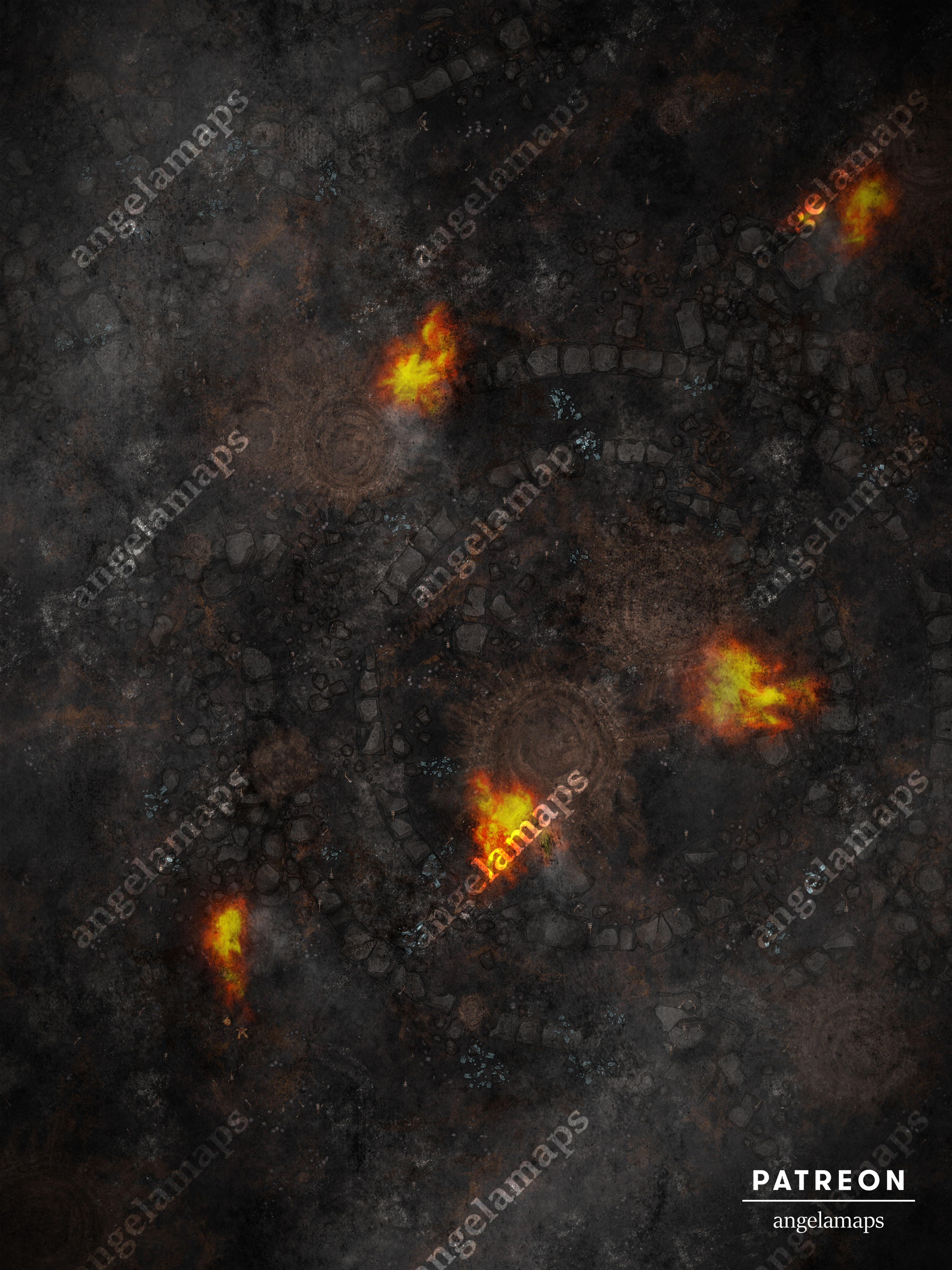 Battlemap of a battlefield from TTRPGs, animated