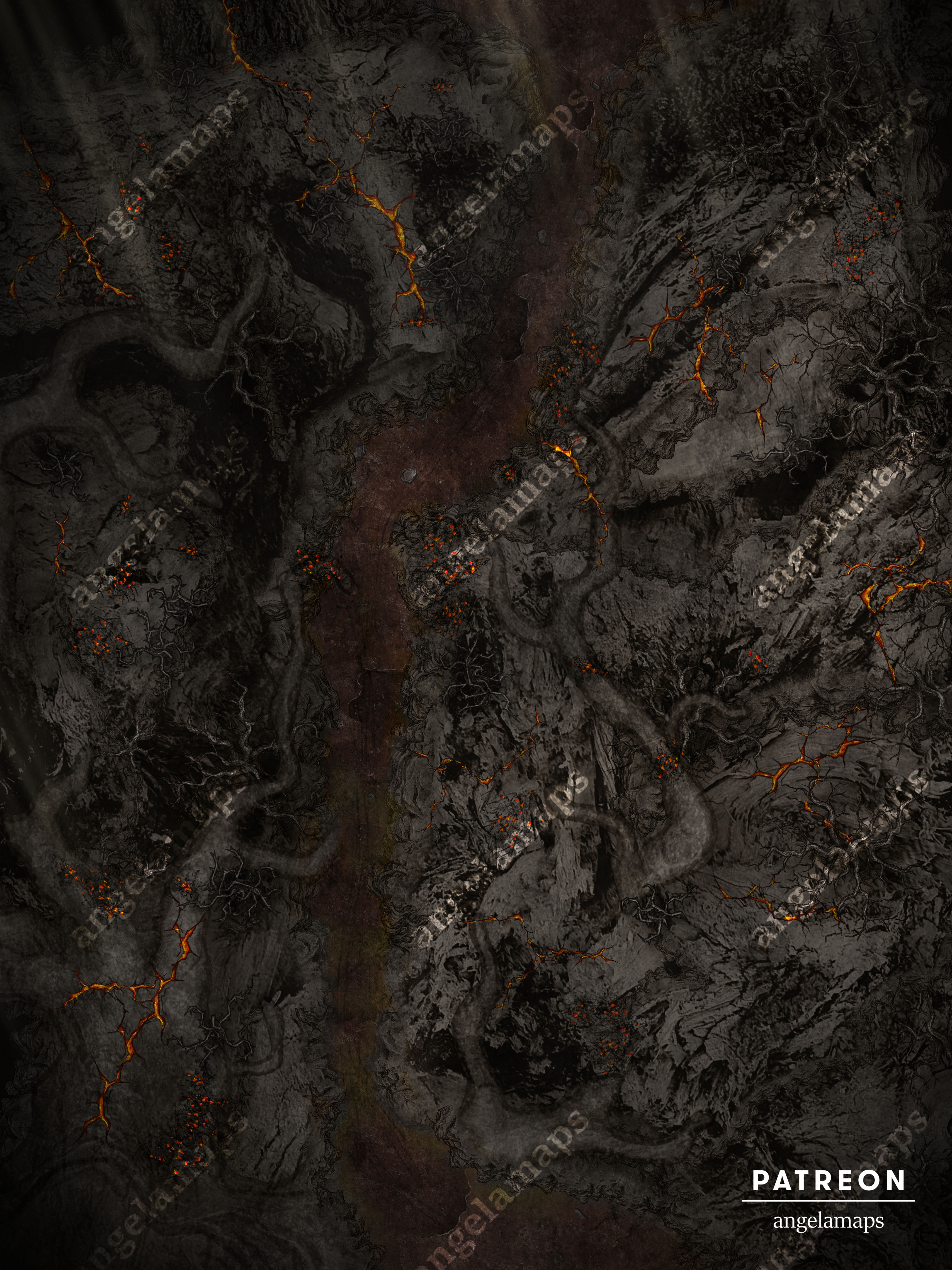 Fallen world tree battle map for TTRPGs