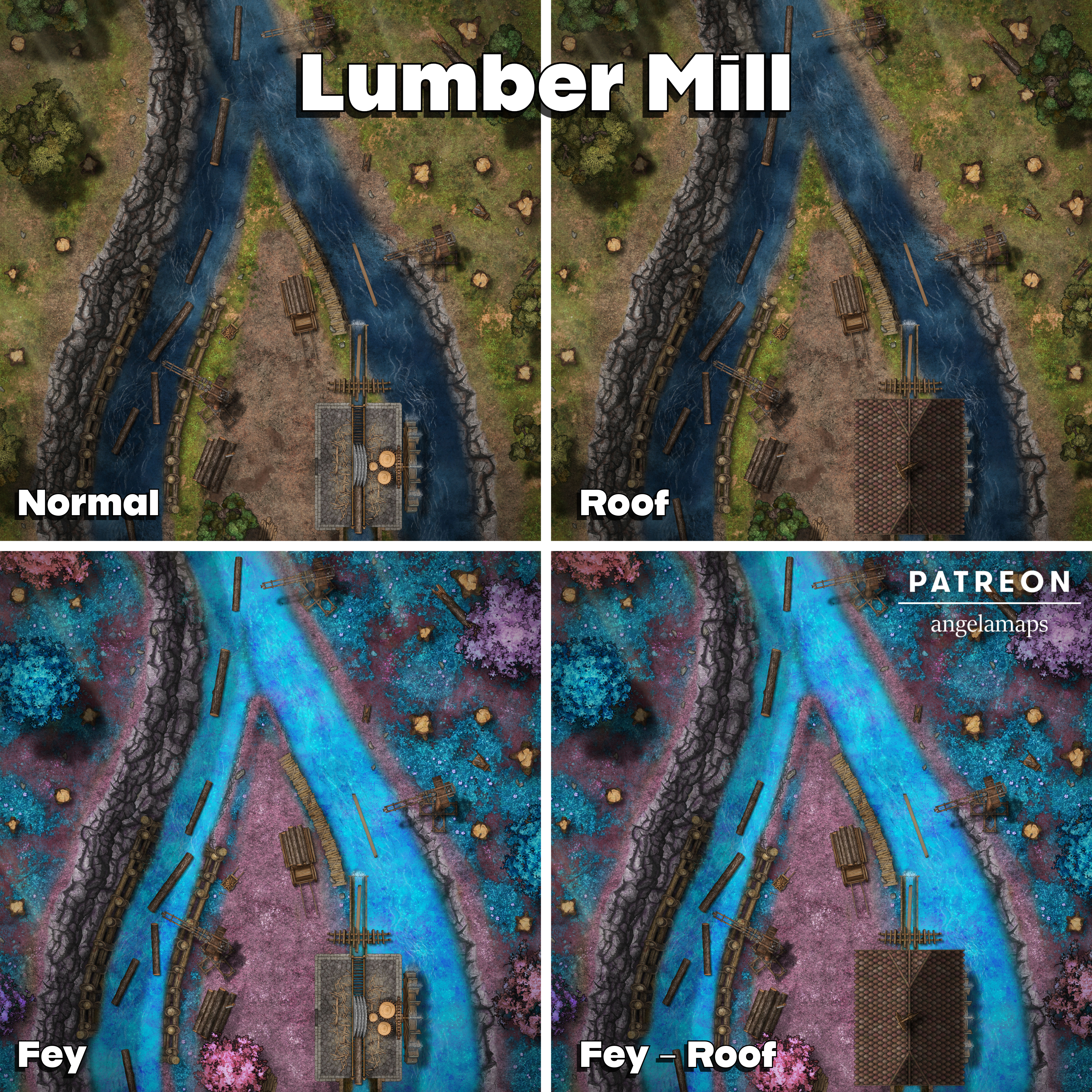 Angela Maps Lumber Mill Animated Battle Map Pack Preview