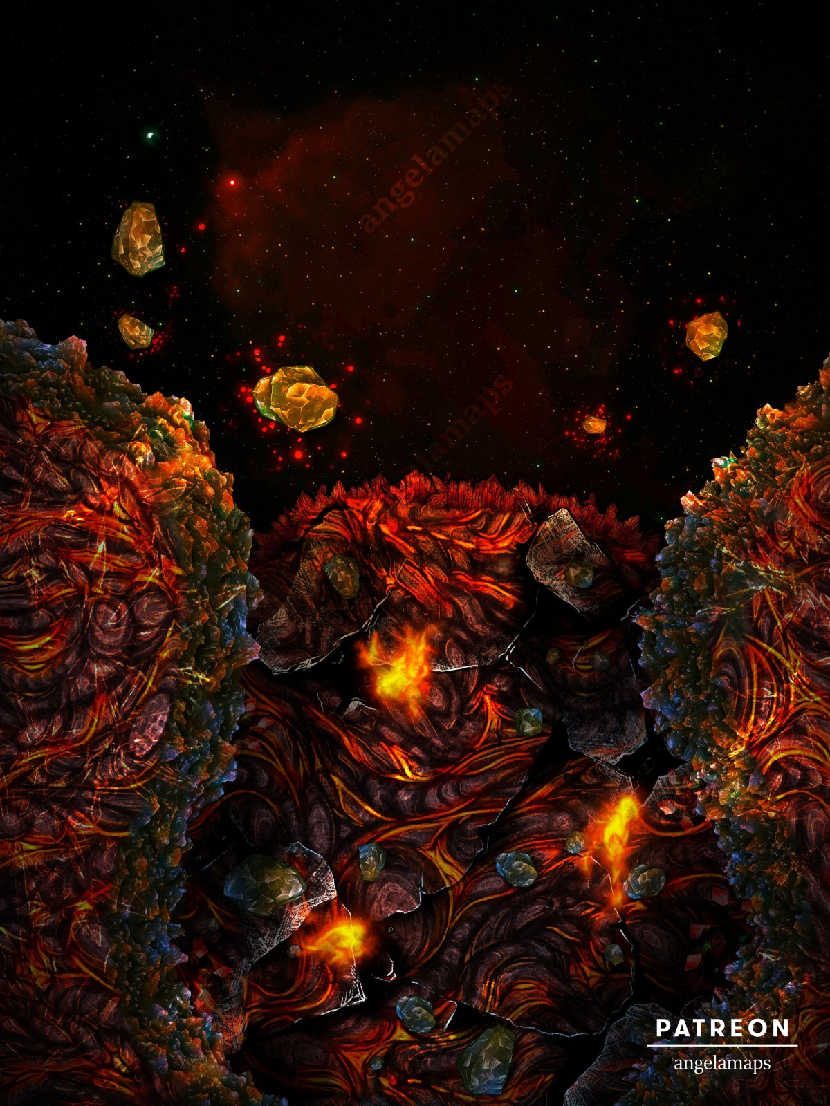 Cosmic backdrop for an epic end boss battle - animated ttrpg battle map