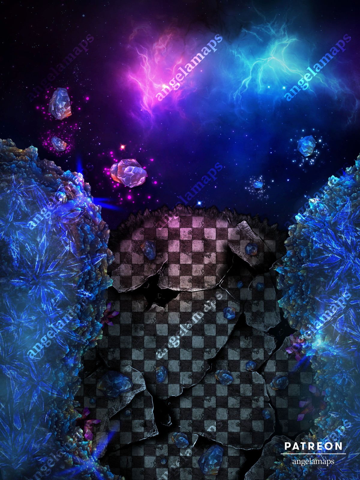 Cosmic backdrop for an epic end boss battle - animated ttrpg battle map