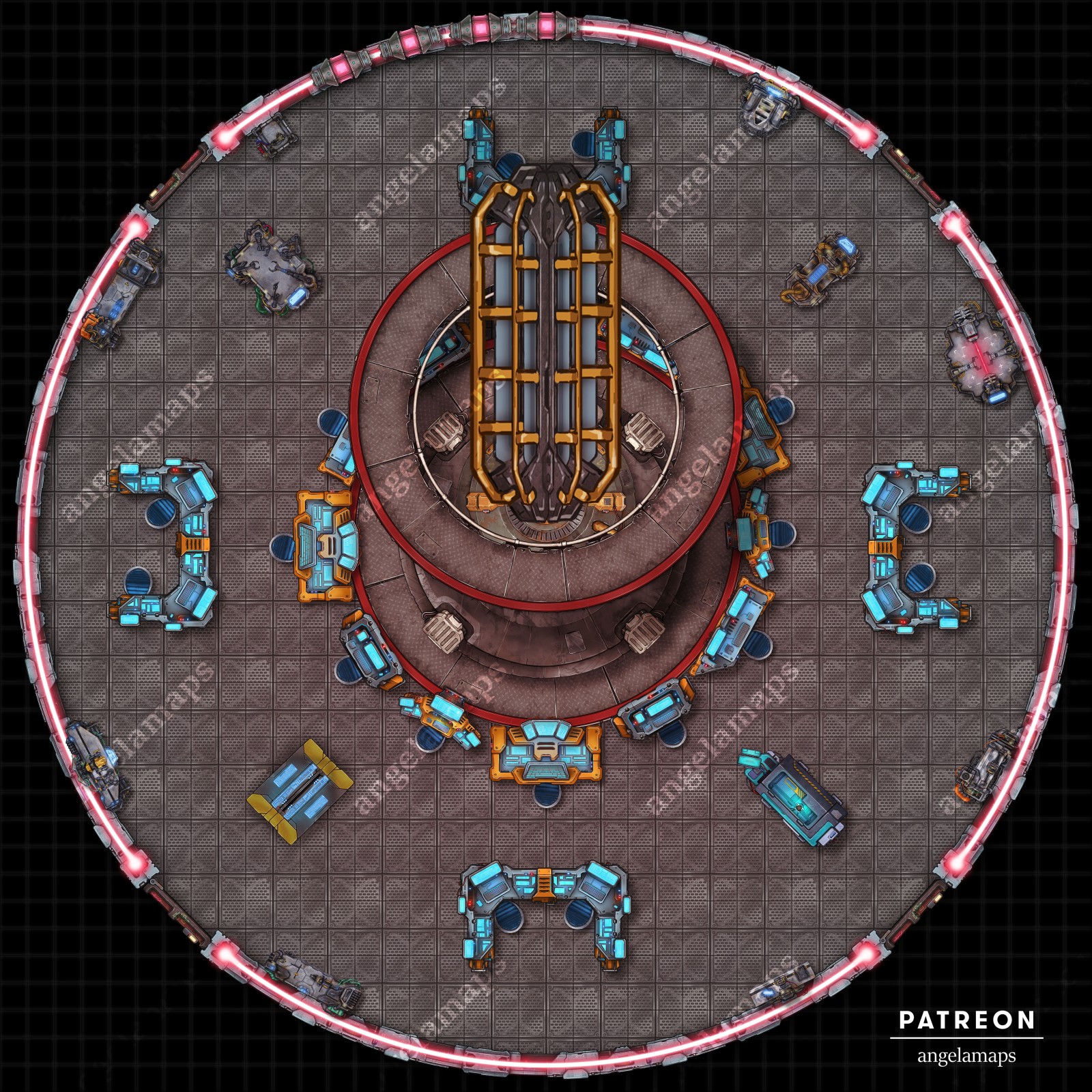 Star trek style warp core main engineering battle map pack for TTRPGs