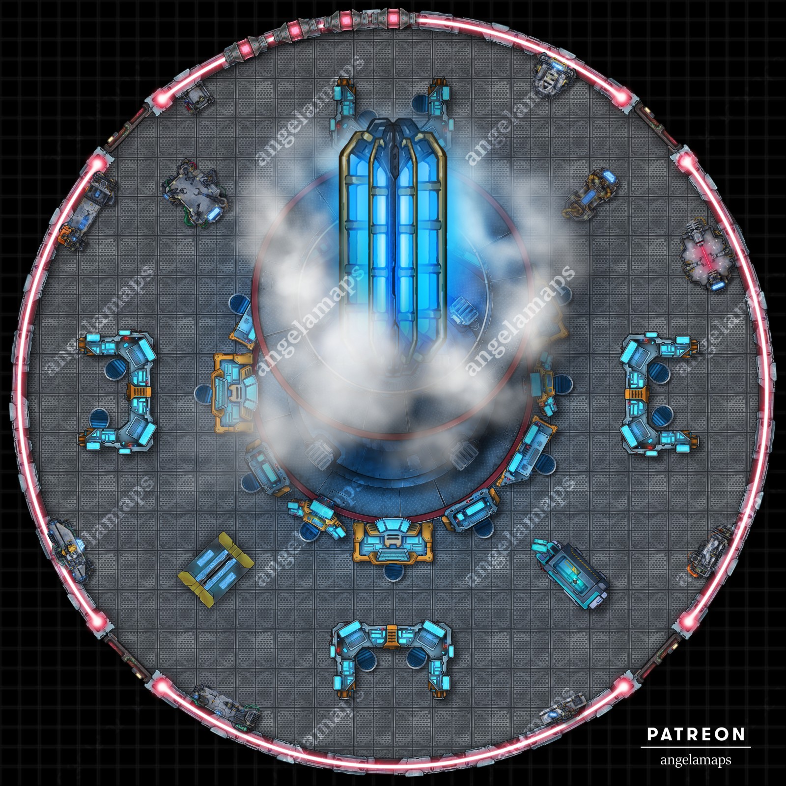 Star trek style warp core main engineering battle map pack for TTRPGs