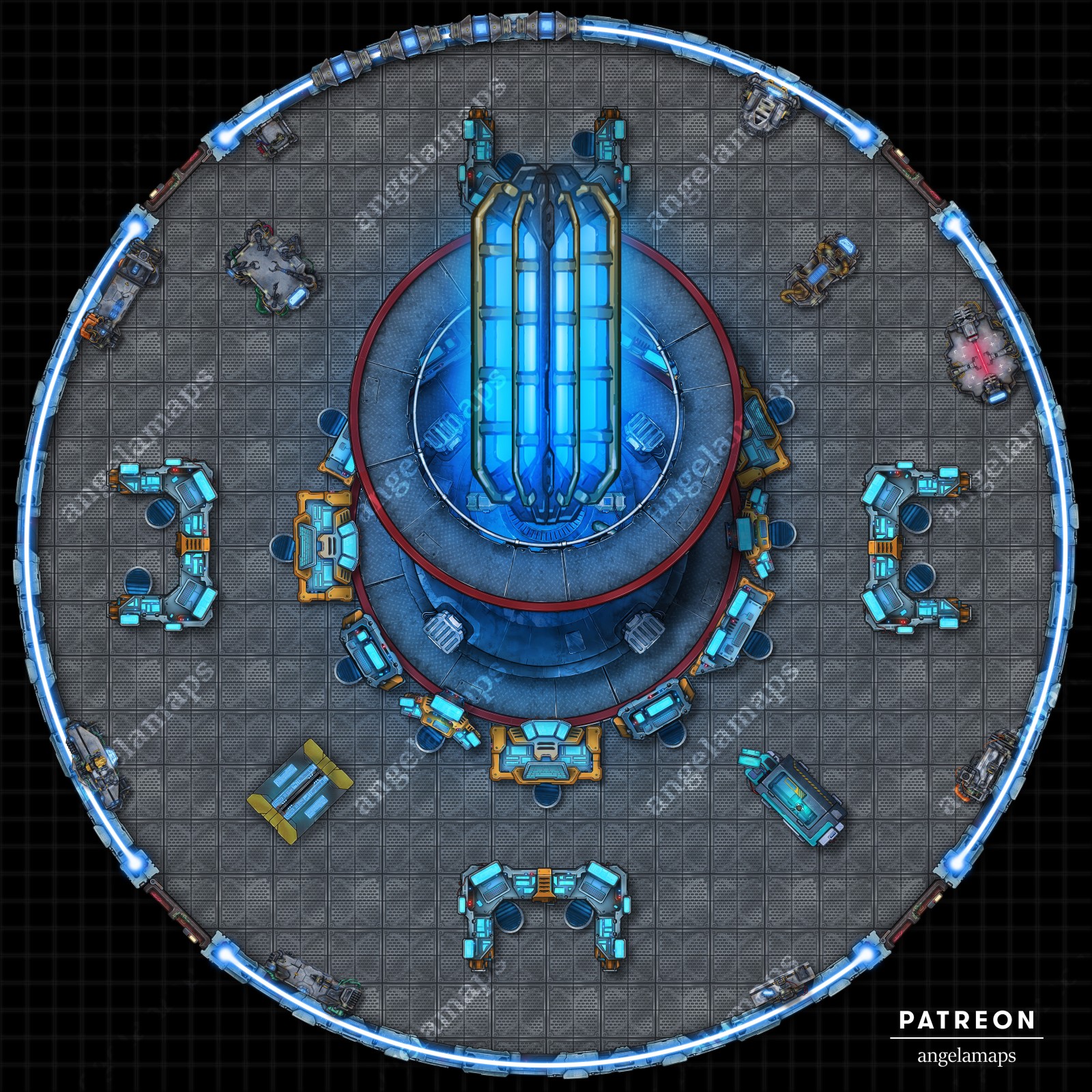 Star trek style warp core main engineering battle map pack for TTRPGs