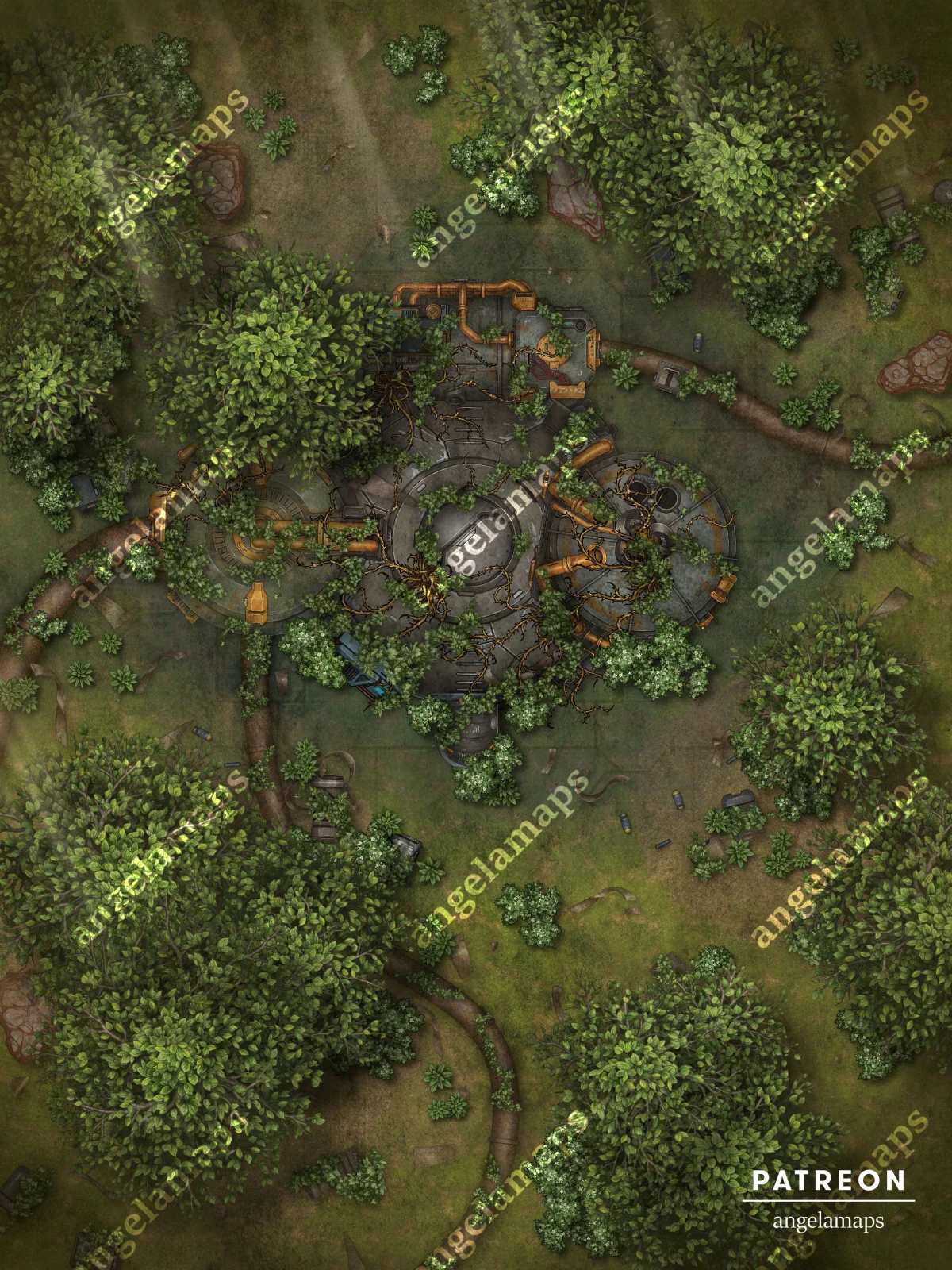 Technological ruins from an advanced alien society TTRPG sci-fi battle map pack