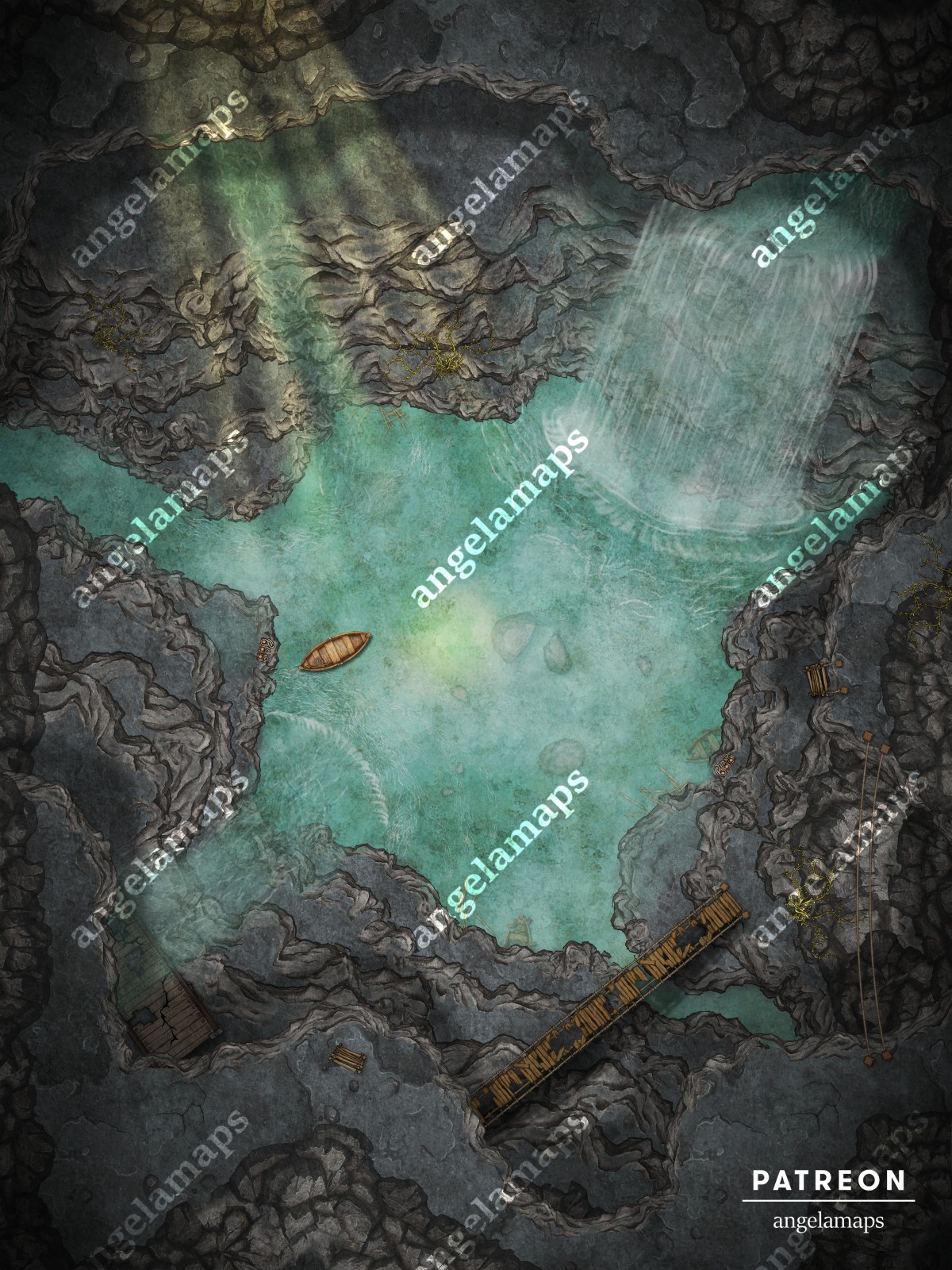 Decend into this cavern untill you reach the water and can escape