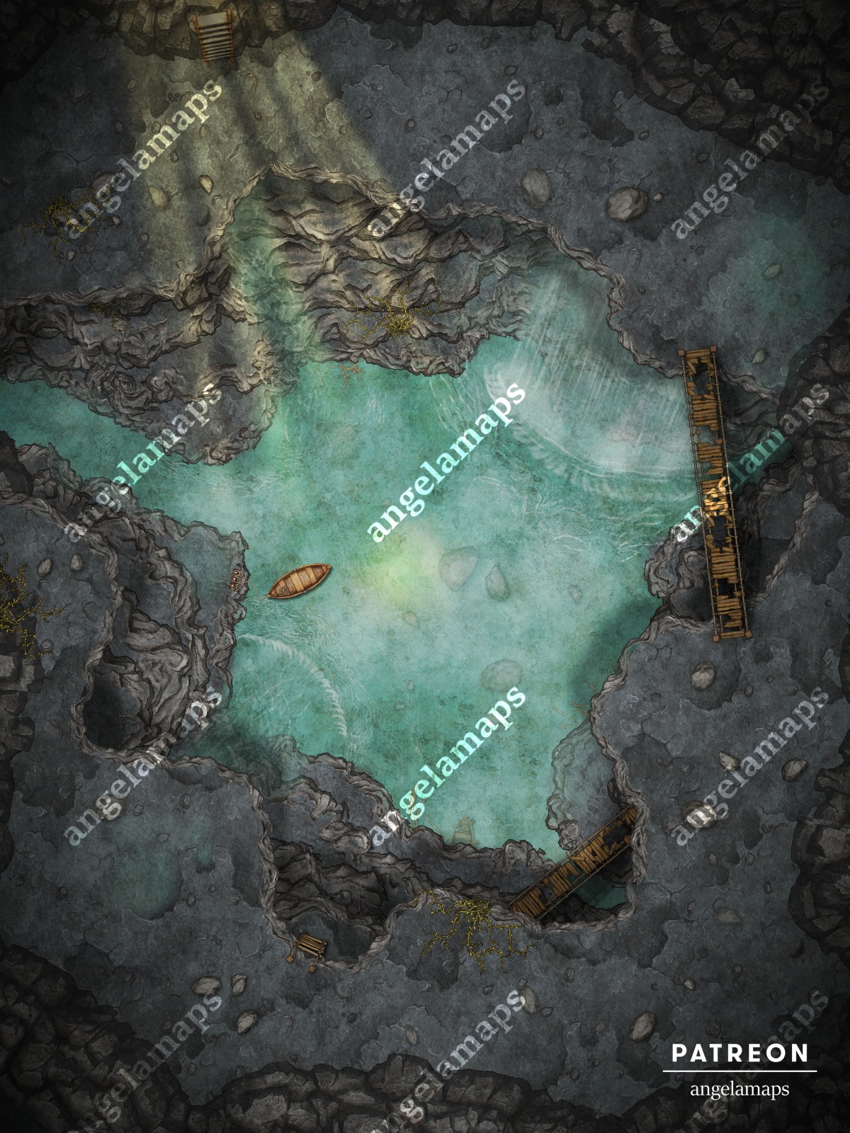 Decend into this cavern untill you reach the water and can escape