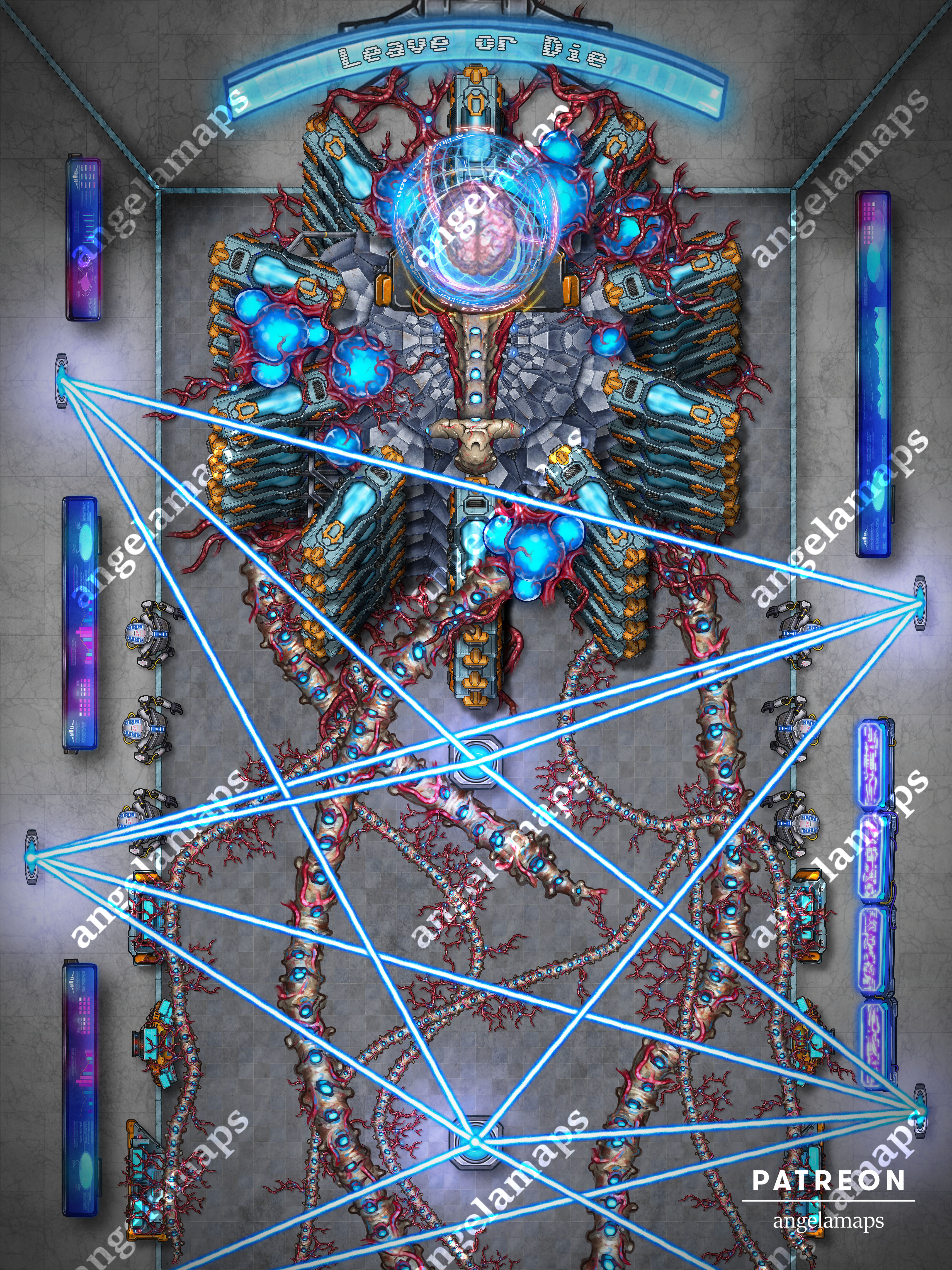 Hive mind sci-fi battle map for TTRPGs