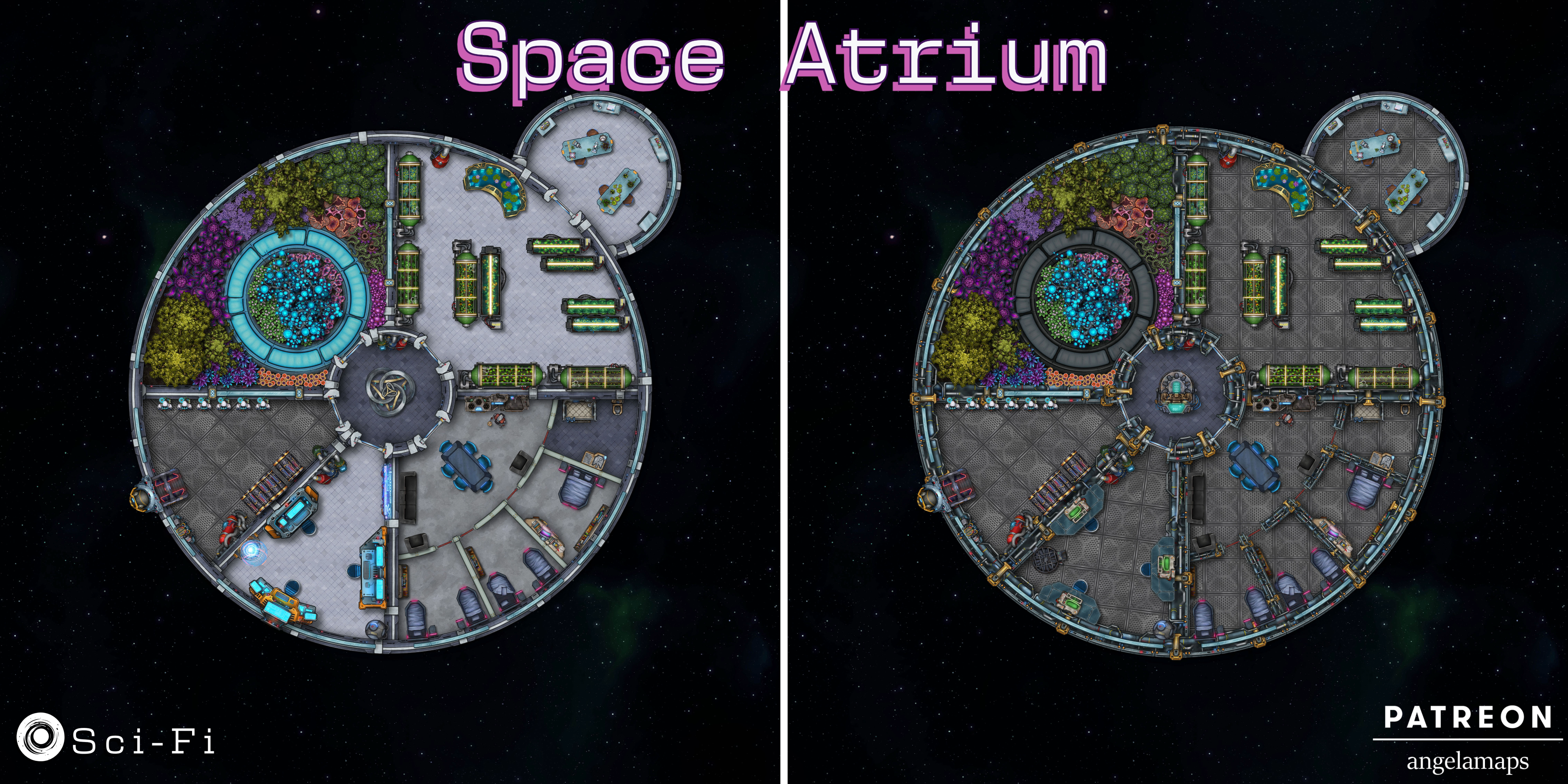 Angela Maps Space Atrium sci-fi battle map pack Preview