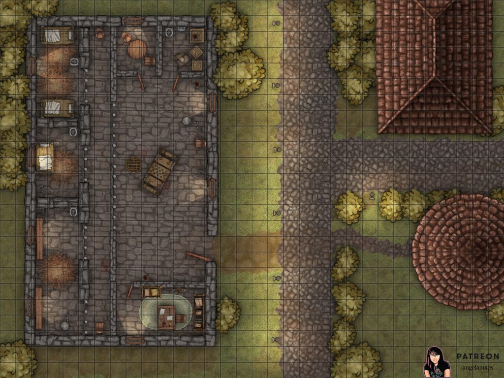 Small country jail battle map encounter for D&D and pathfinder 