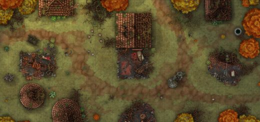 Druid's Wrath destroyed village battlemap
