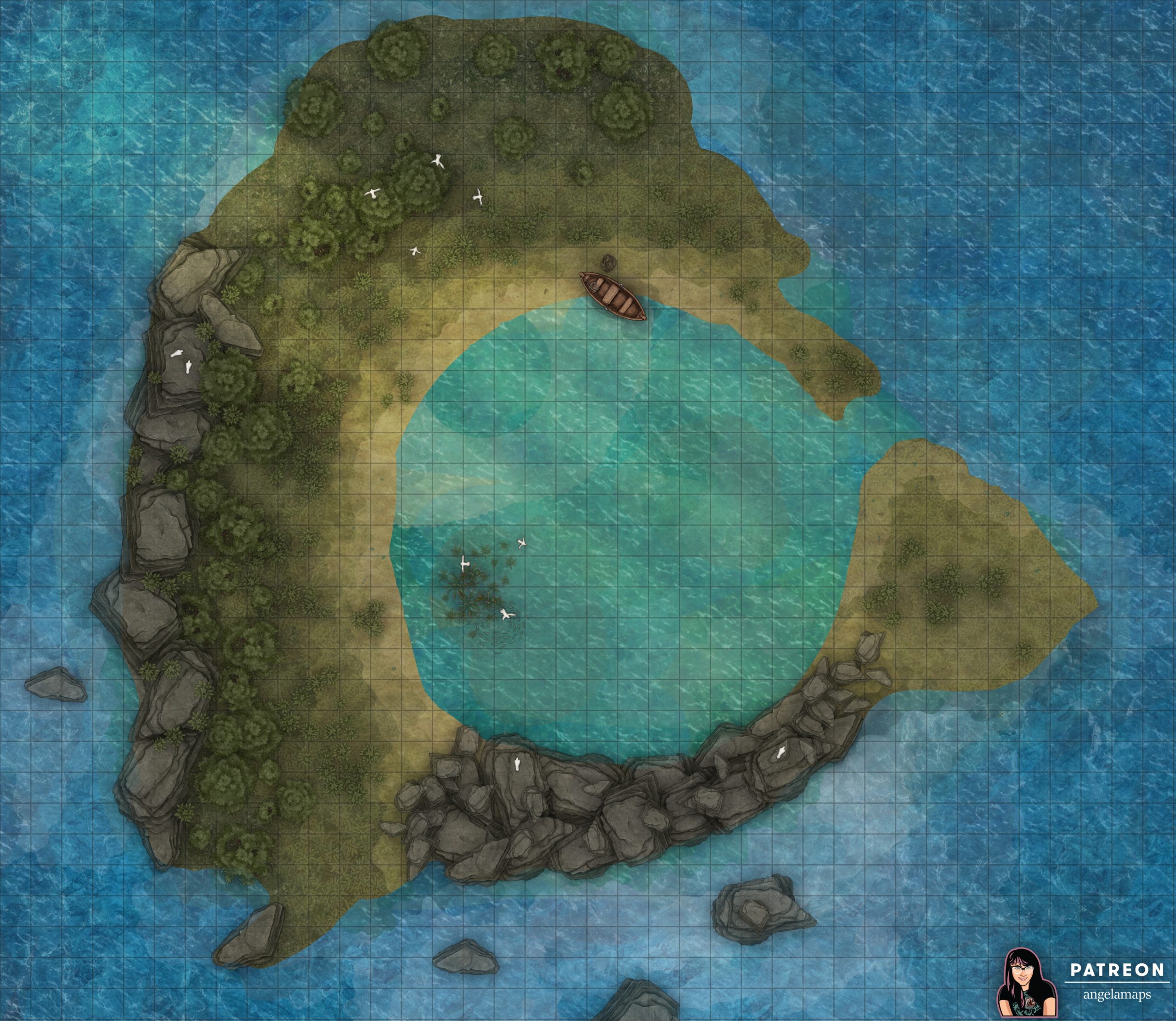 Small island (atoll) battle map for D&D