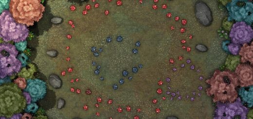 Fairy rings in the forest battle map for D&D