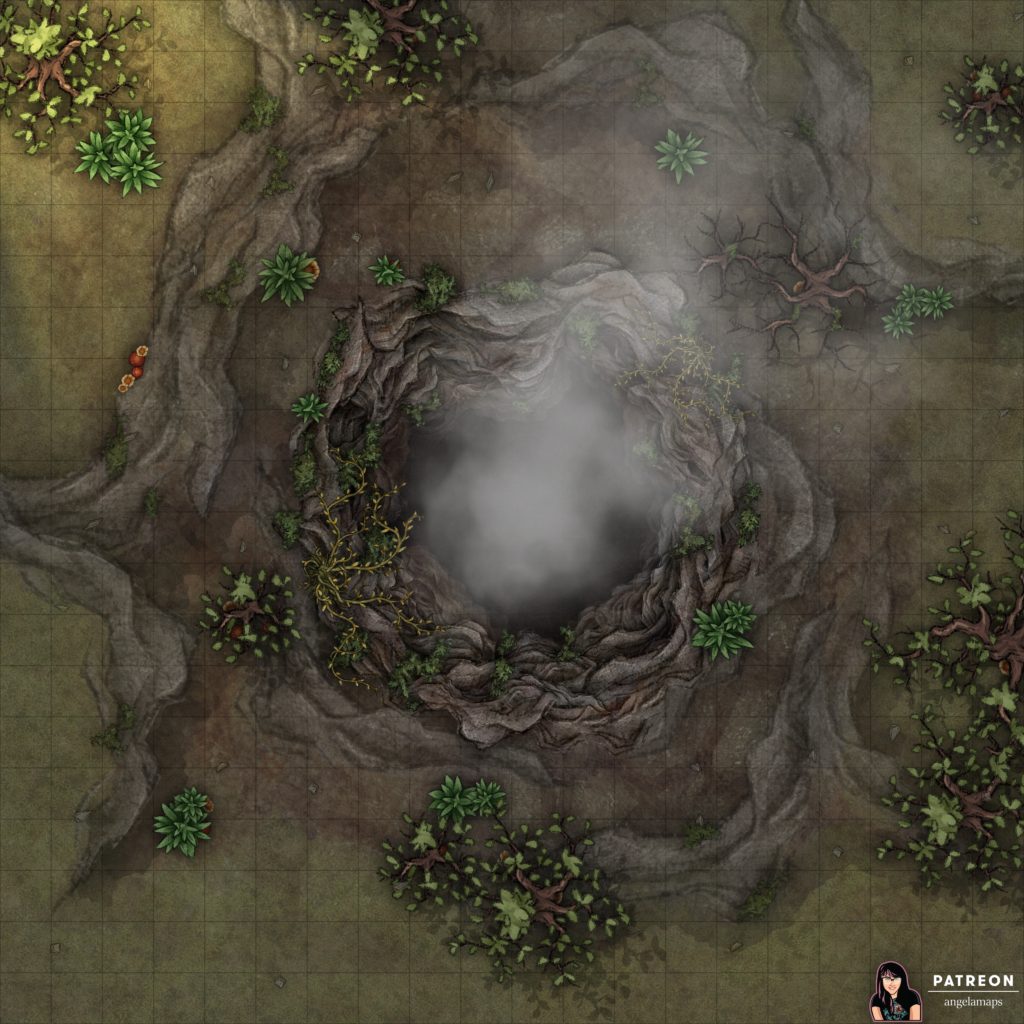 Big sink hole battle map for D&D