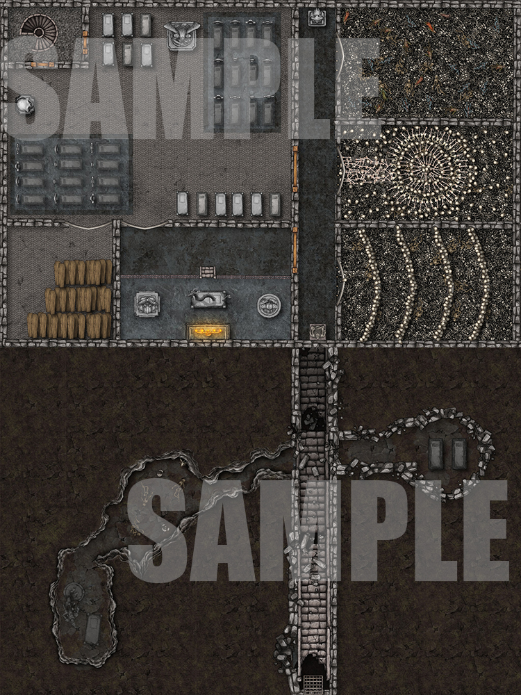 Catacombs with ossuary battlemap