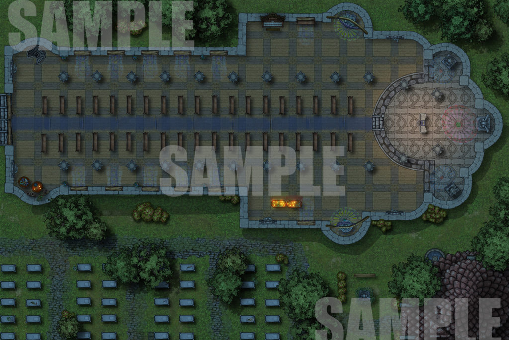 Night time cathedral battlemap