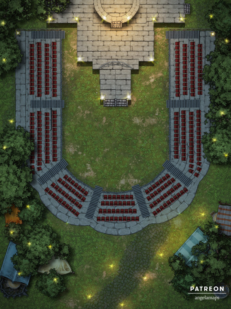 Theater battle map for TTRPGs with fantasy grounds support