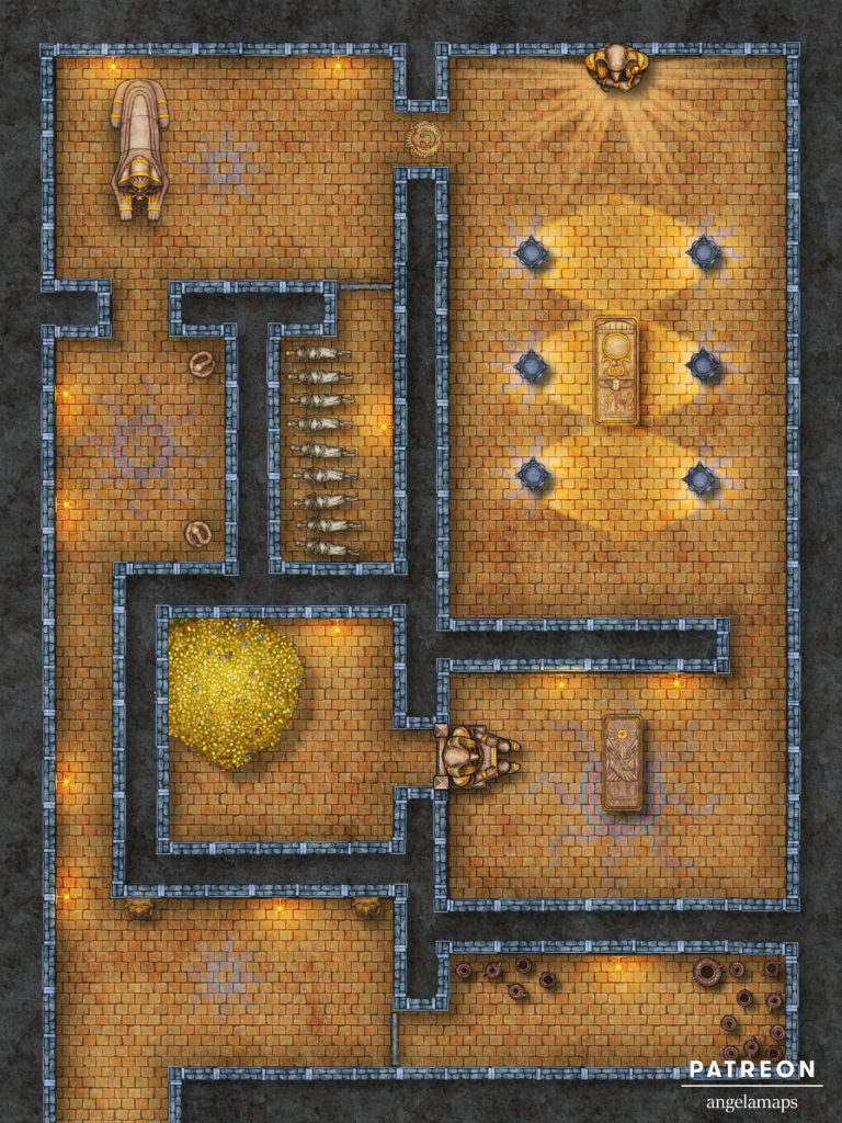 Pharaoh's tomb battle map for D&D
