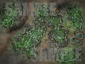 Scrap Yard, or modron burial ground, or metal planet battle map for D&D
