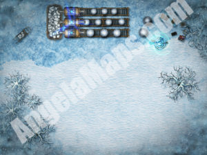 Snowman Snow golem factory battle map for D&D