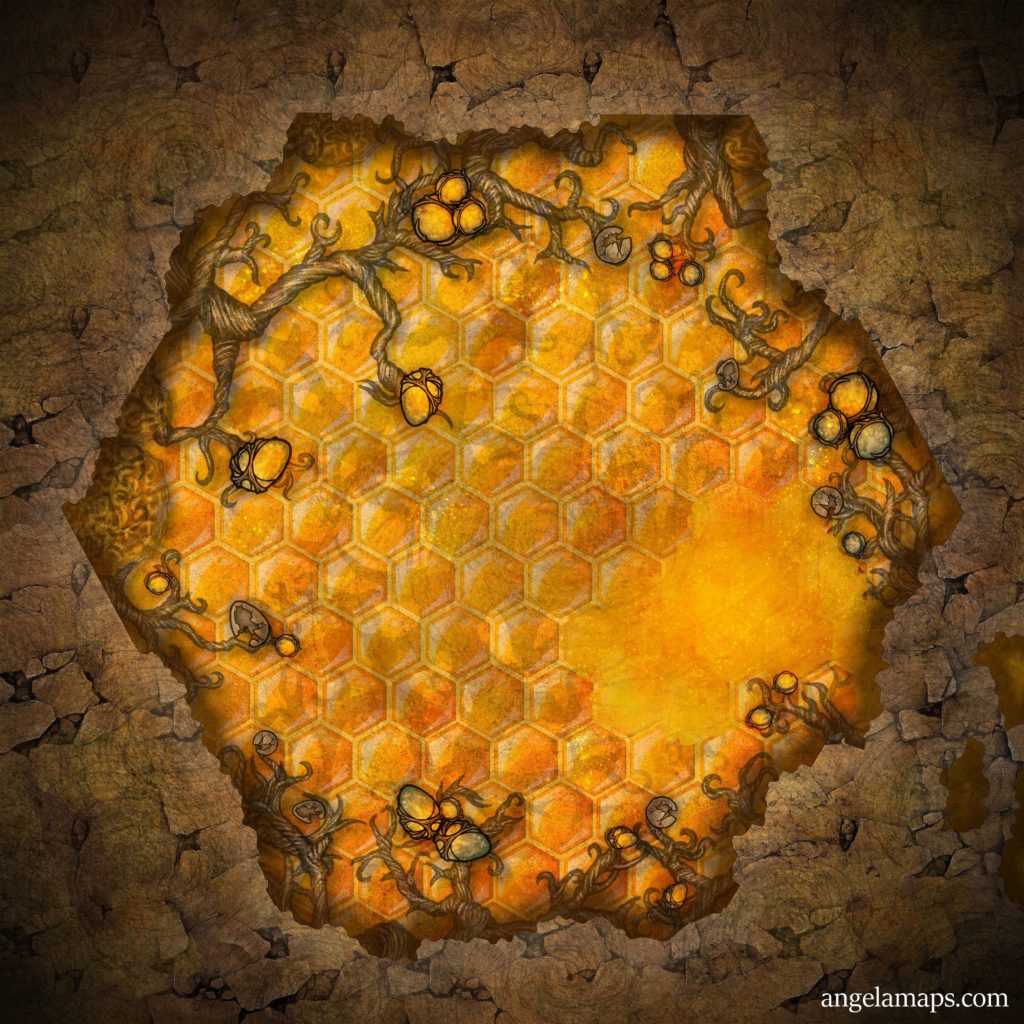The Hive insect lair battle map for D&D ttrpgs