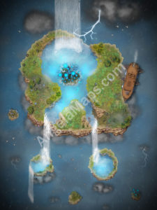 Beautiful Stormy Sky Island D&D Battlemap