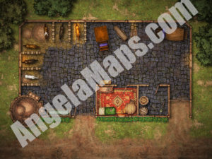 Stable and coach house battle map for TTRPGs