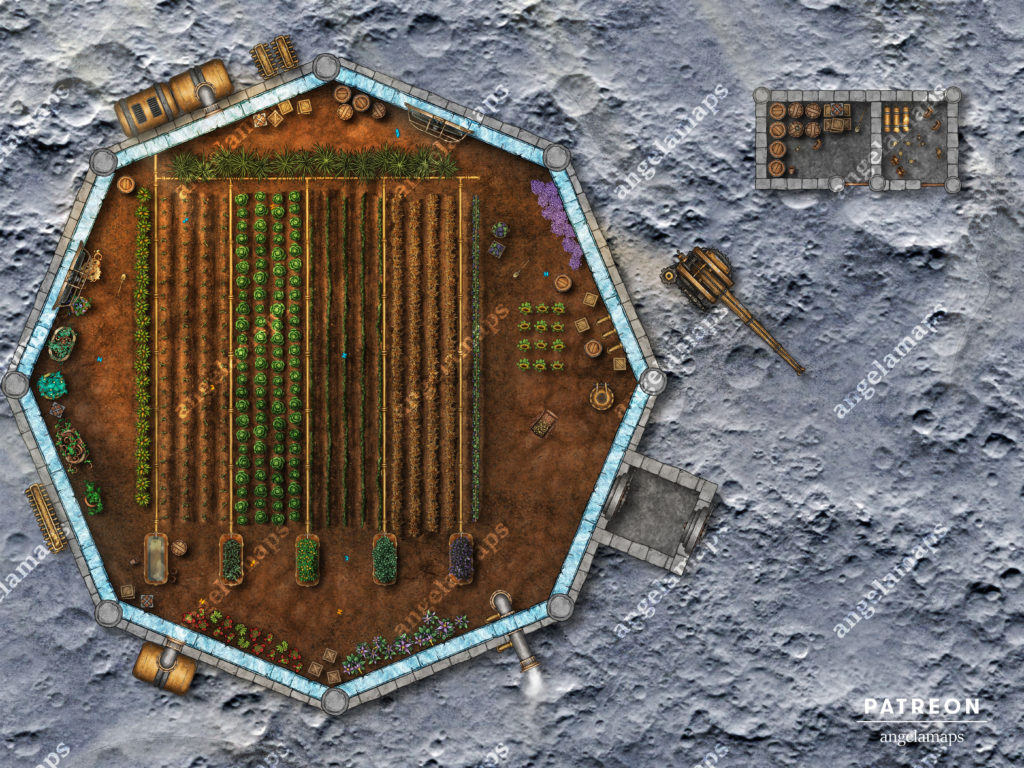 Greenhouse on the moon battle map for D&D