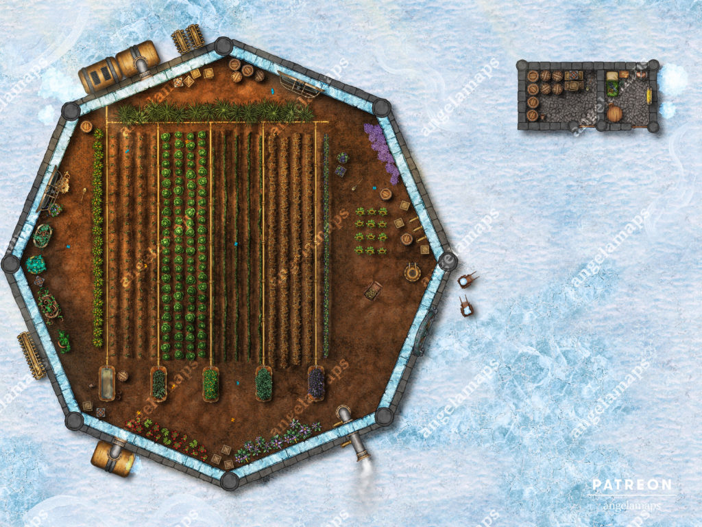 Greenhouse in the arctic battle map for D&D