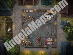 Abandoned warehouse battle map for D&D or Pathfinder