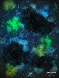 Blue glowing forest jungle battle map