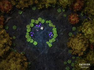 Creepy Fern Circle battle map for D&D