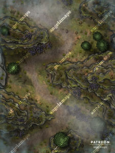 Foggy mountain pass battle map for D&D and TTRPGs