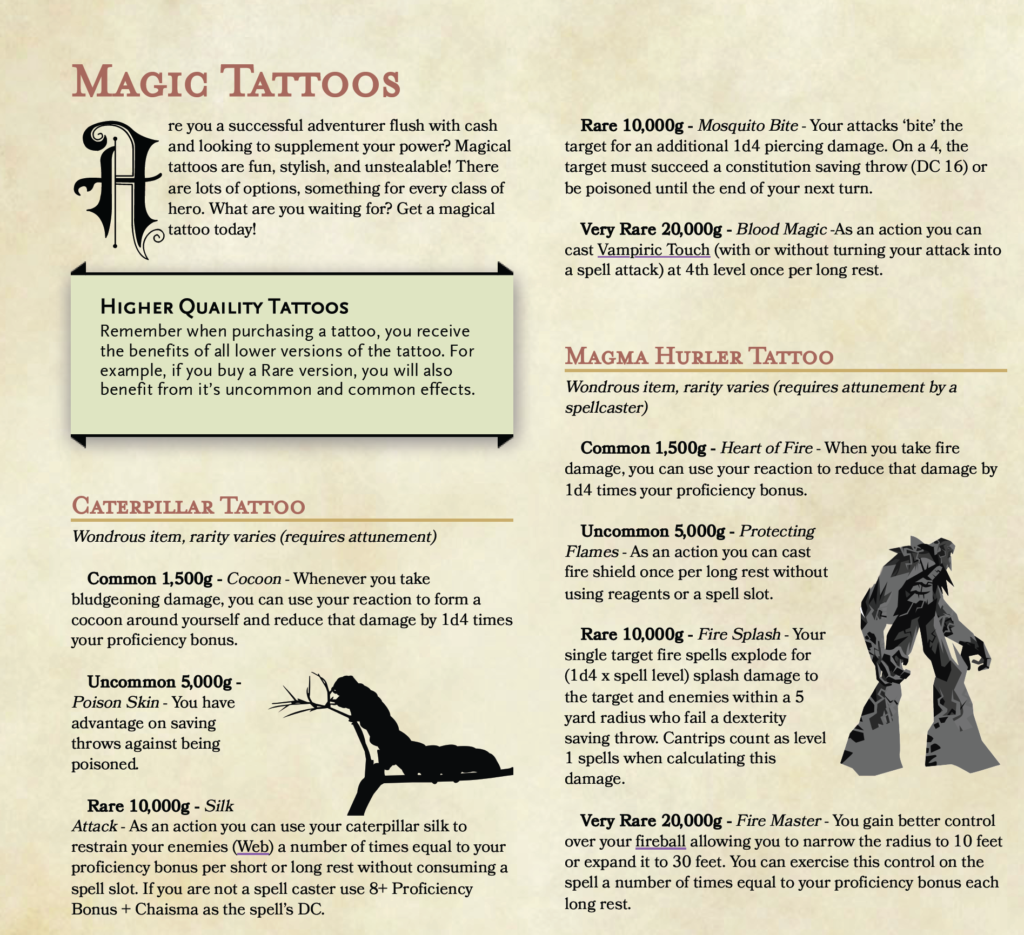 Magic Tattoos (5e) and maps for Dragonbowl! – Angela Maps – Free, Static, and Animated Battle Maps for D&D and other RPGs