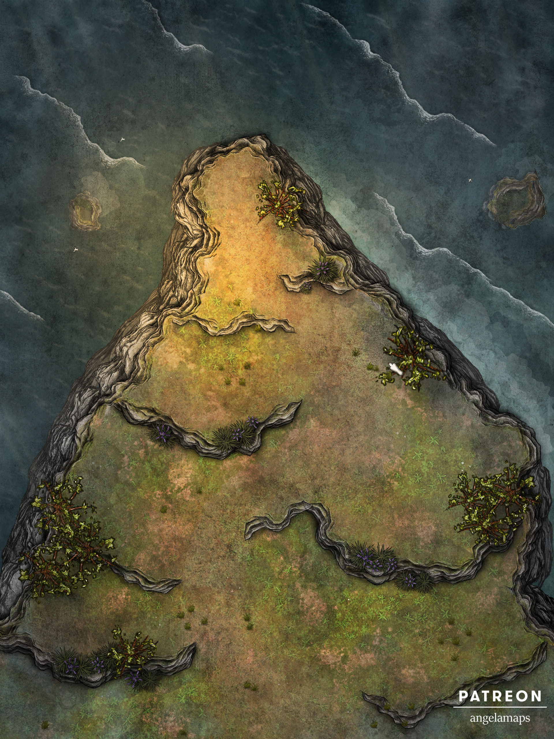 Cliff over water battlemap for D&D and pathfinder