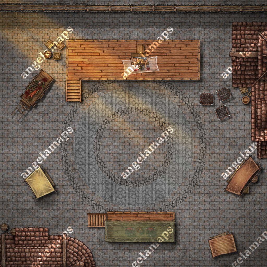 Guillotine, gallows and stockades executioner battle map pack for TTRPGs