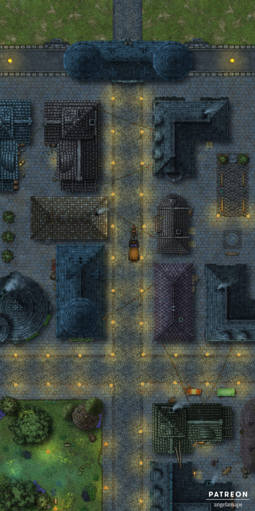 City gate at night big 40 x 80 battle map for D&D