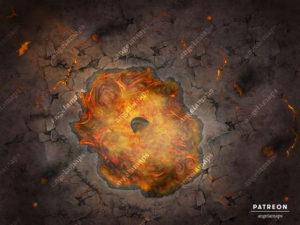 Hell crater filled with lava animated D&D battle map