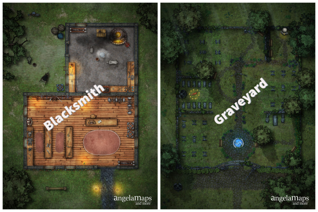 Blacksmith and Graveyard battle maps