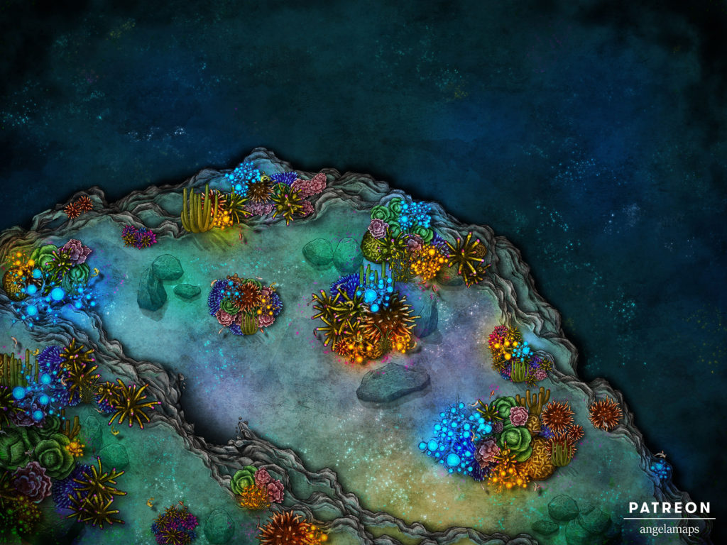 Under the Sea coral reef animated battle map for D&D
