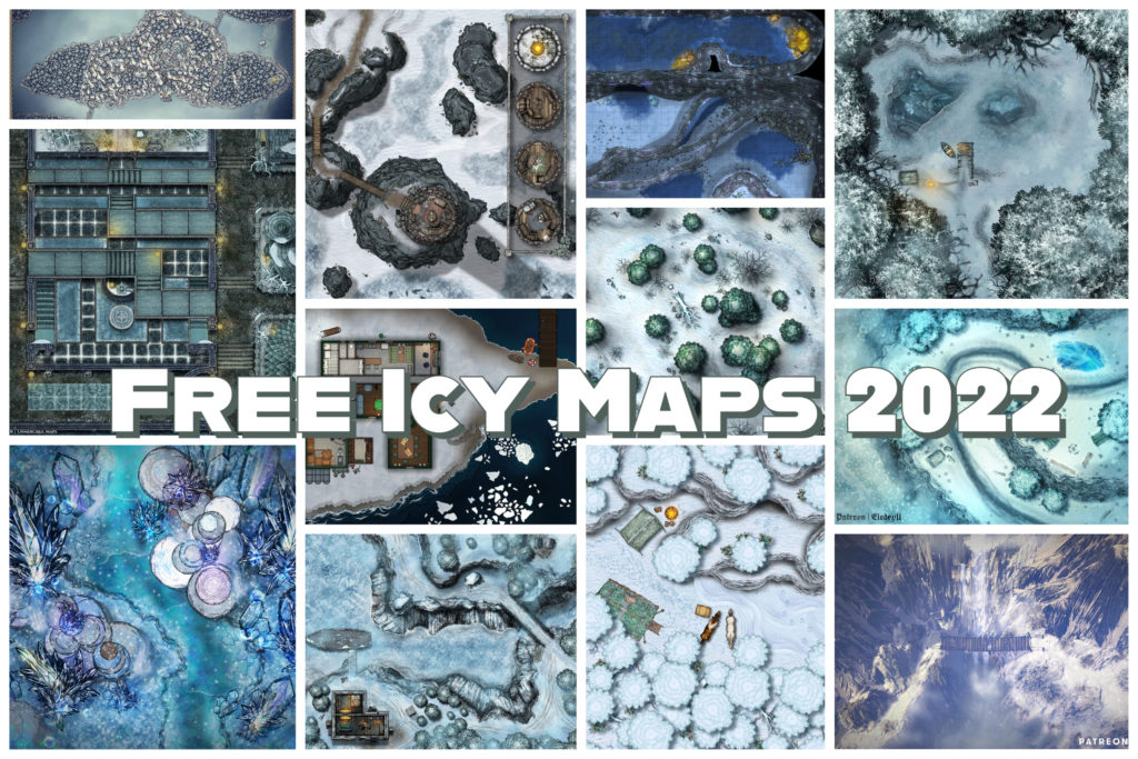 Free icy cold maps from 12 different artists for your holiday D&D games