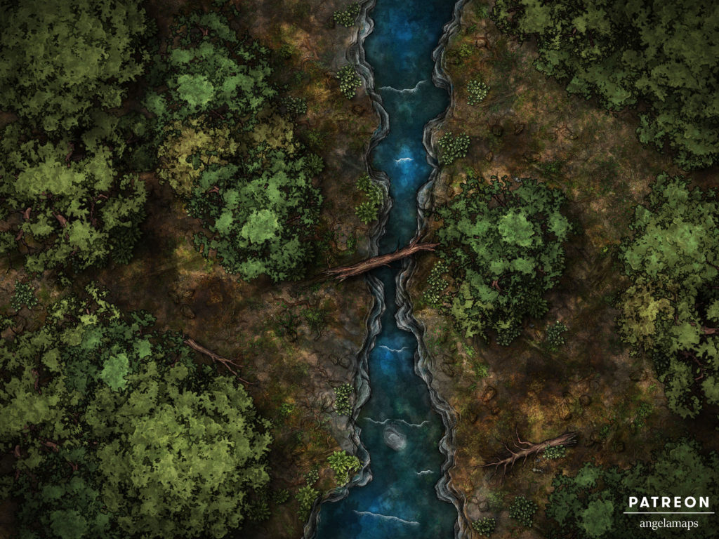 Forest river battle map for D&D