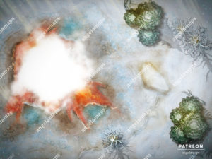 Erupting geyser hot springs battle map for D&D