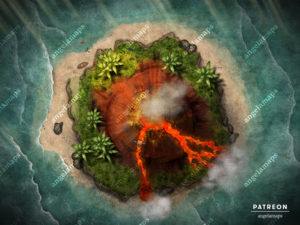 Erupting volcano battle map for D&D or other TTRPGs. Animated!